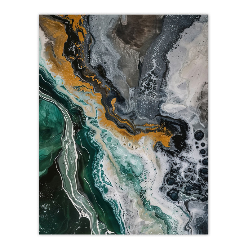 Liquid Paint Grey Abstract Painting Wall Art Print