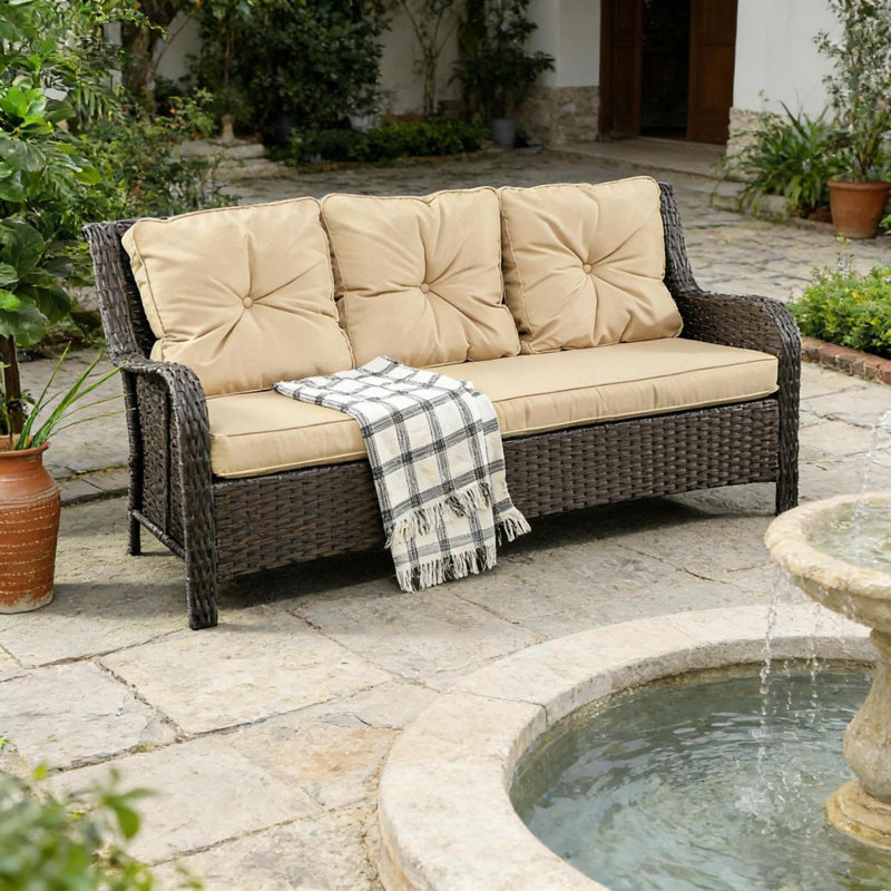 Patio Couch,Rattan Three-Seat Sofa