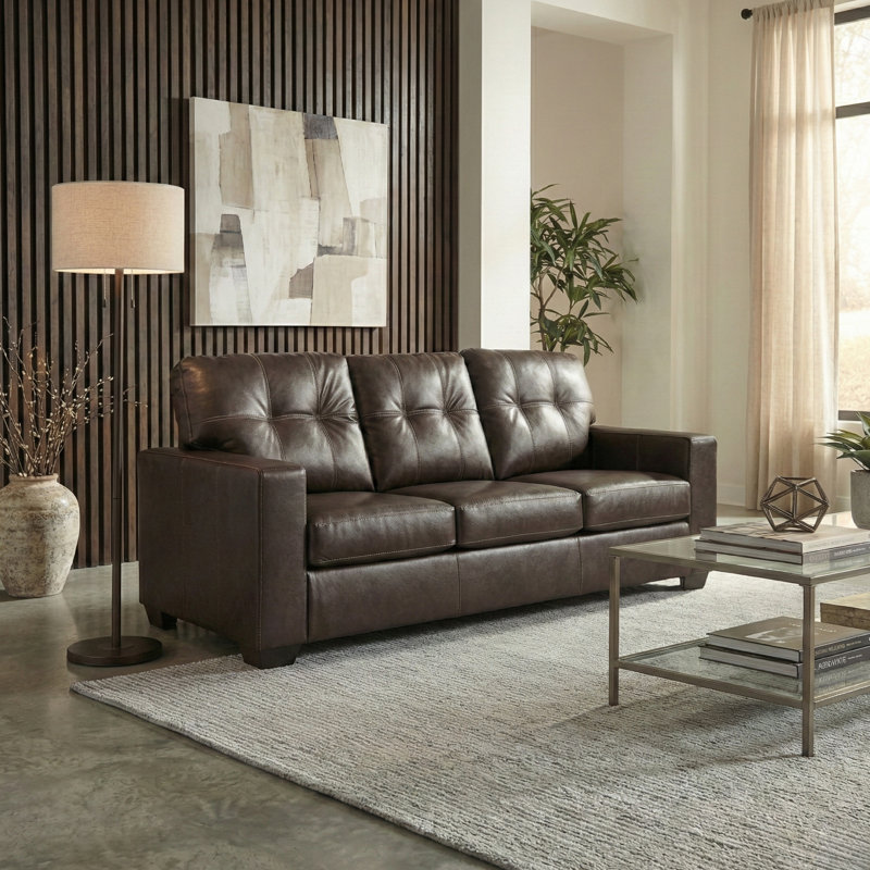 Canapé en cuir Roundhill Furniture Holmes, Brun