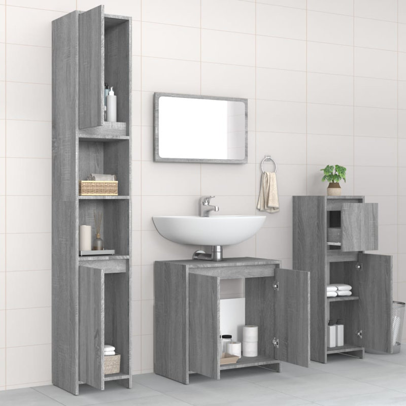 Mustique Bathroom Storage Furniture Set, Grey Sonoma