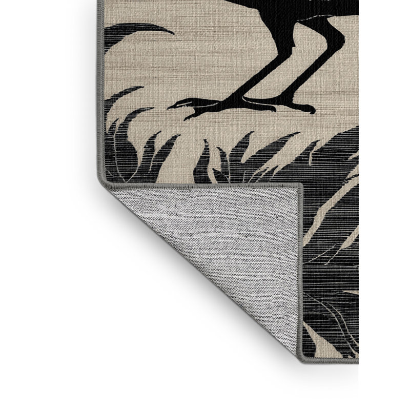  Tapis lavable noir Drongo, Rond 5 pi