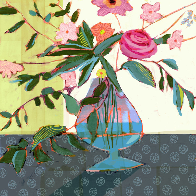 Fanciful Flowers II - Wrapped Canvas Print, 91cm H x 91cm W