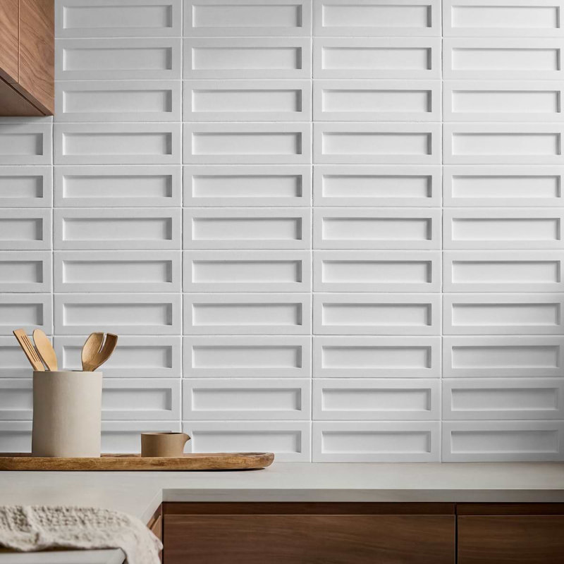 Reid 3.14 In. X 10.62 In. 3D Matte Ceramic Wall Tile (3.25 Sq. Ft. / Case), White
