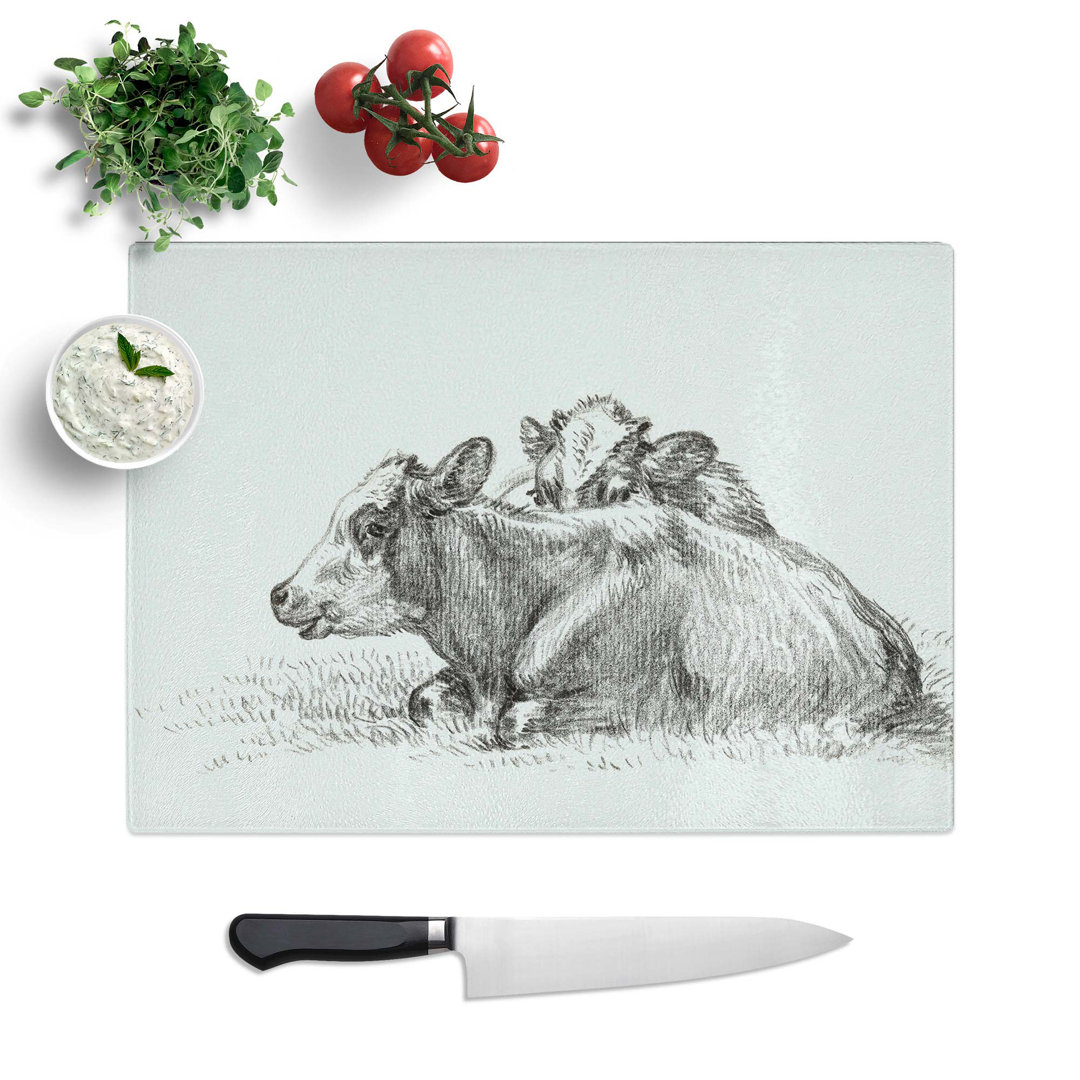 Tempered Glass Two Lying Cows by Jean Bernard Chopping Board