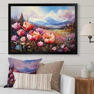 " Purple Tulips On Mountain Charm "
