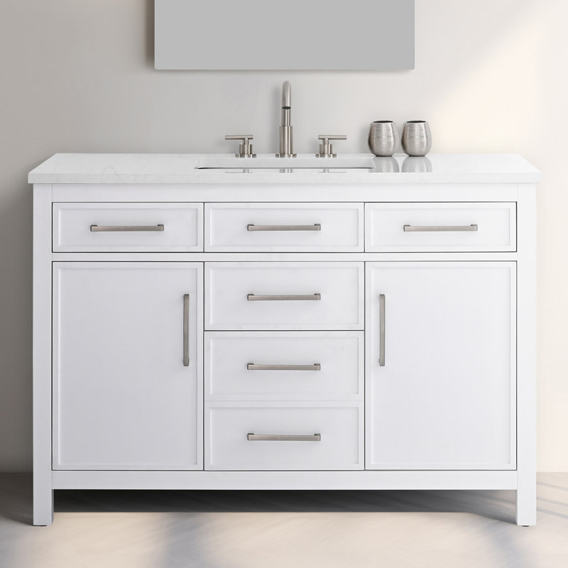 Wenniah 48" Single Vanity, White/Brushed Nickel