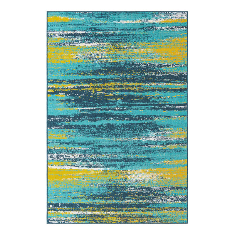Abstract Indoor / Outdoor Rug, Rectangle 5'3" x 8'