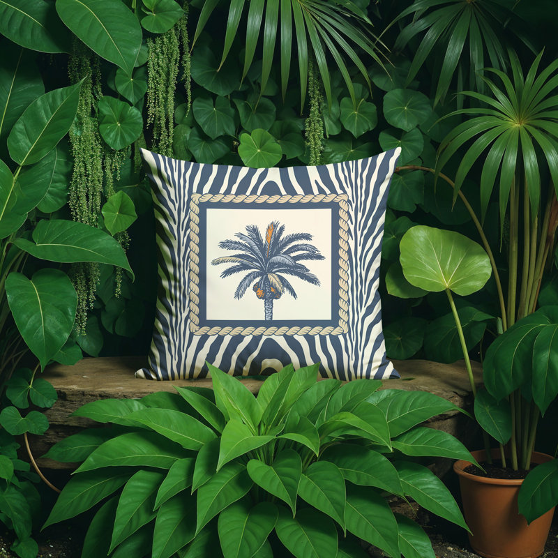 Oreiller carré intérieur / extérieur Kitar Island Palmreversible, Rouge, Carré 19 po