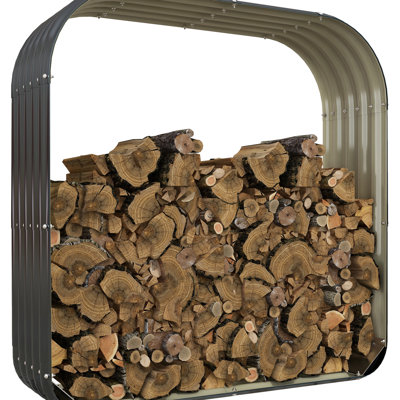 Steel Firewood Storage Rack, 55.48"x17.16"x55.48", Dark Gray. Galvanized Construction. Allows Evaporation. Safe Rubberized Edge. Includes Assembly Gloves Holder Shed, 57" W X 17" D H. Resists And