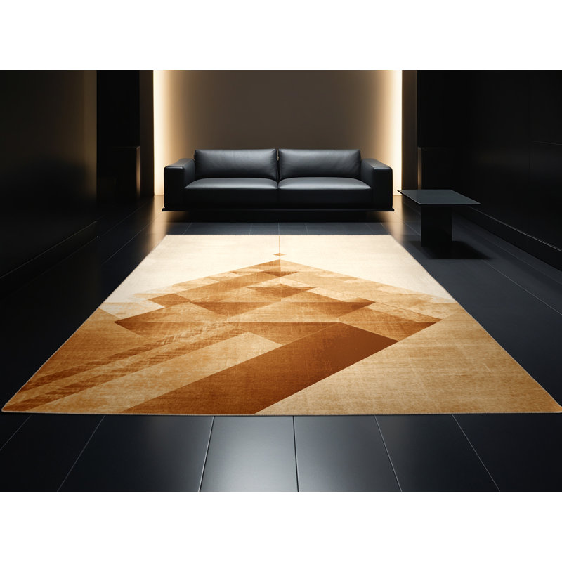 Tapis beige moelleux moelleux moelleux à motif pyramide moderne, 5 x 7
