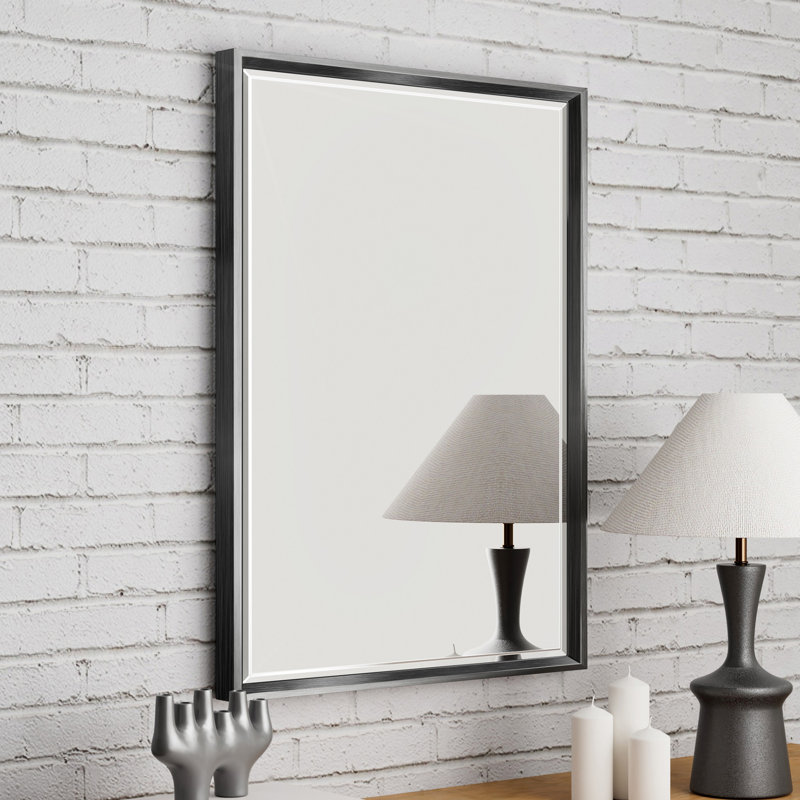 Miroir de salle de bain Lohoski, Noir mat, 30 po x 22 po