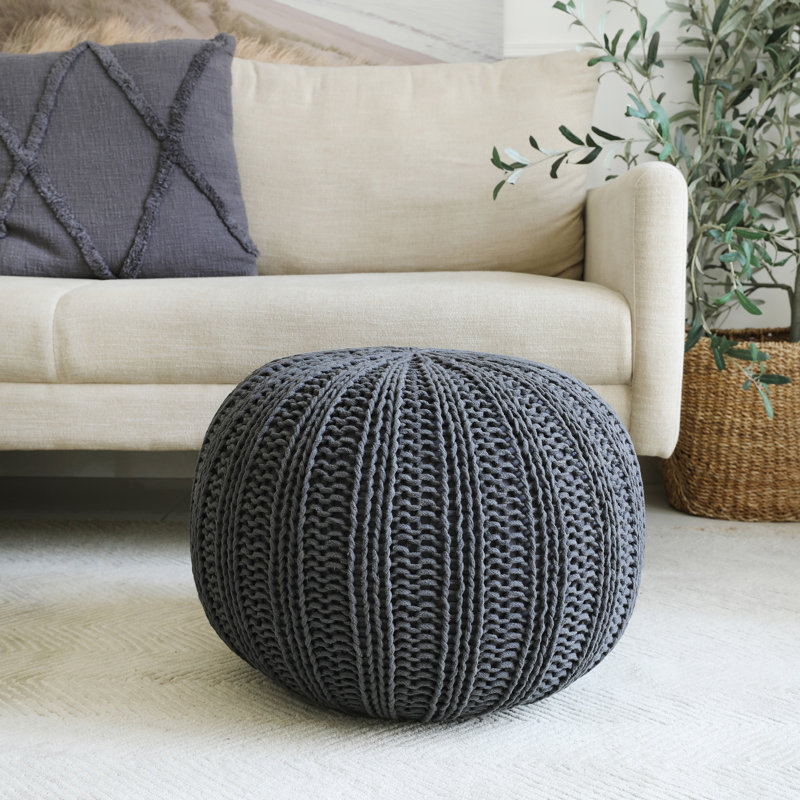Lietz Upholstered Pouf, Charcoal