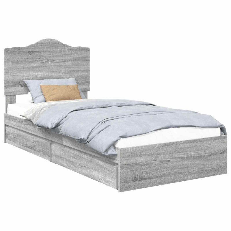 Bed, European Single (90 x 200 cm), Grey Sonoma