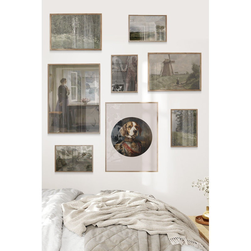 Peinture décorative encadrée (8 pièces), Brun