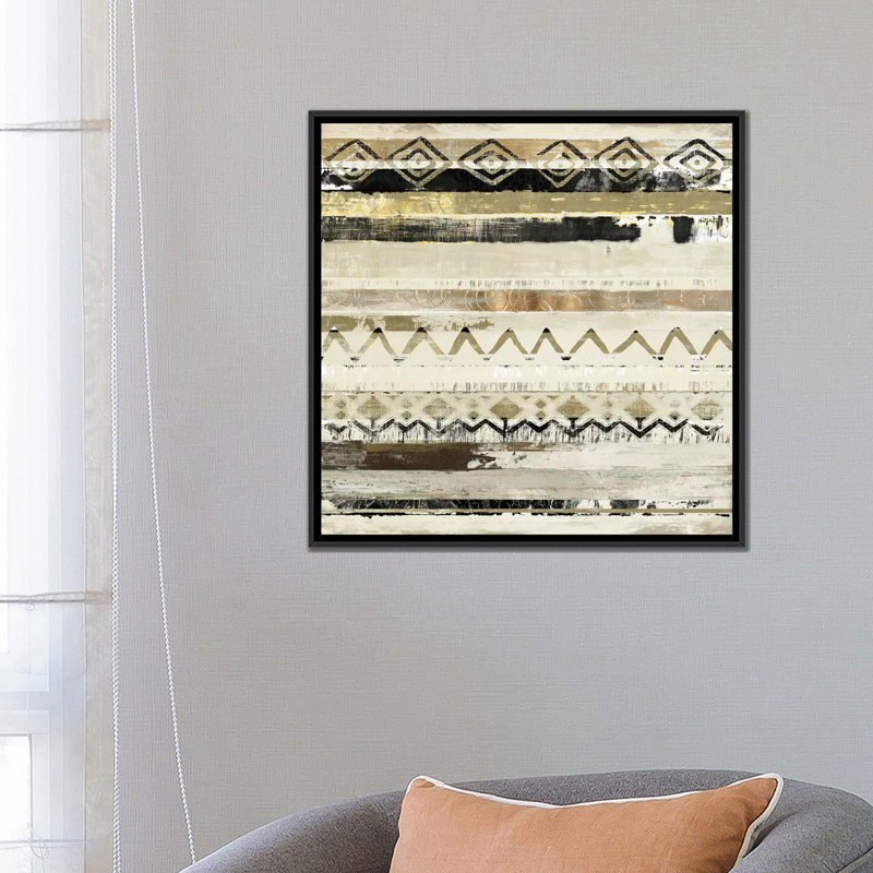 «African Patchwork I», impression sur toile, H 18 po x l 18 po x P 1,5 po, Toile avec cadre noir, Pas de tapis