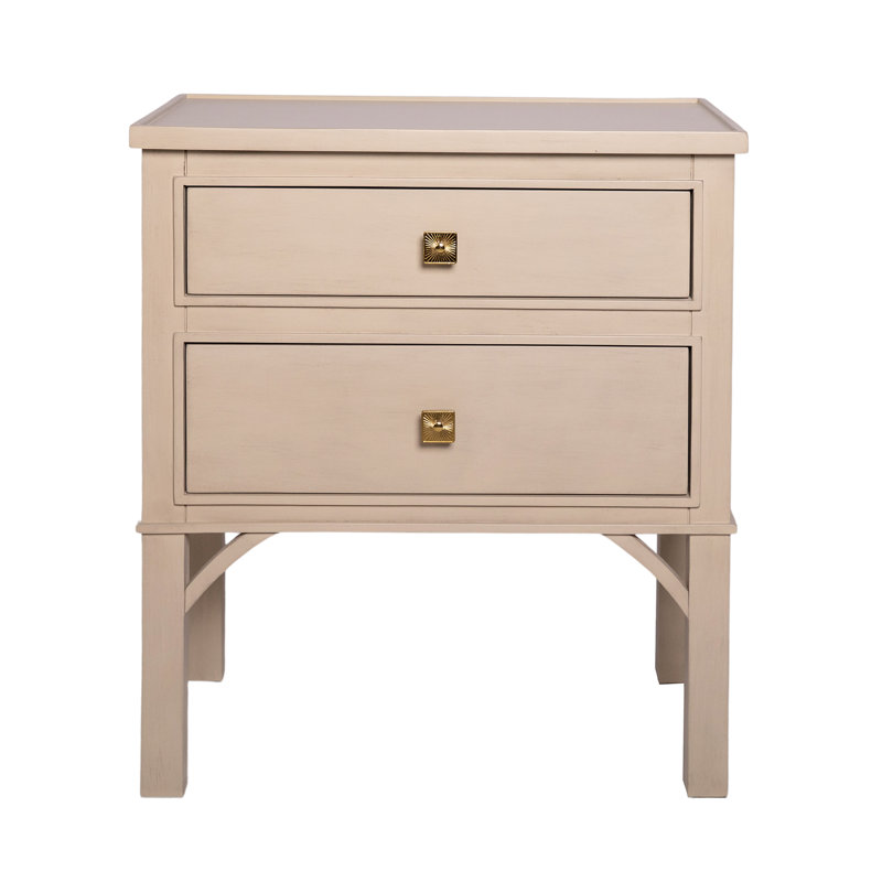 Jackie 2 - Drawer Solid Wood Nightstand, Antique Gray