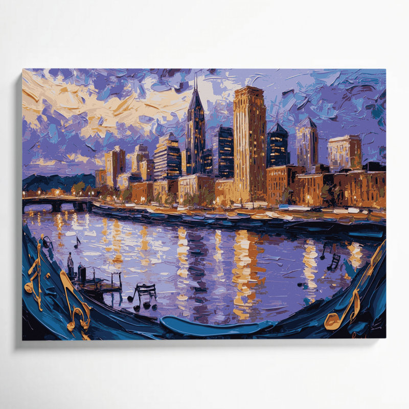 Art mural sur toile avec villes mauves, Nashville, H 11 po x l 14 po