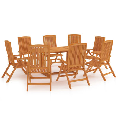 Ensemble de salle à manger de jardin en bois de teck massif 9 pièces Evonnie