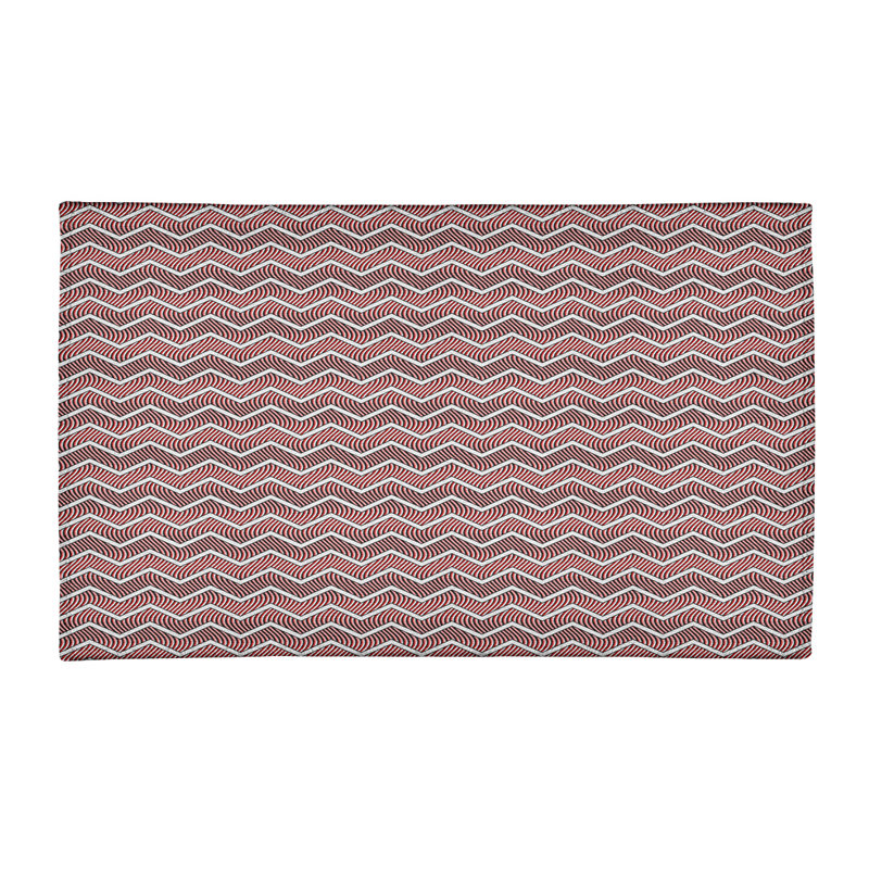 Tapis zone rose/noir ondulé chevrons, Rectangle 3 pi x 5 pi