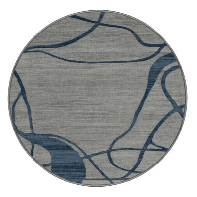 Machine Washable Abstract Gray Area Rug