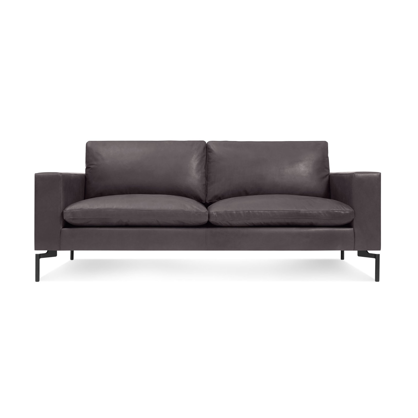 New Standard Upholstered Sofa, Dark Brown Genuine Leather, 32" H x 78" W x 35" D