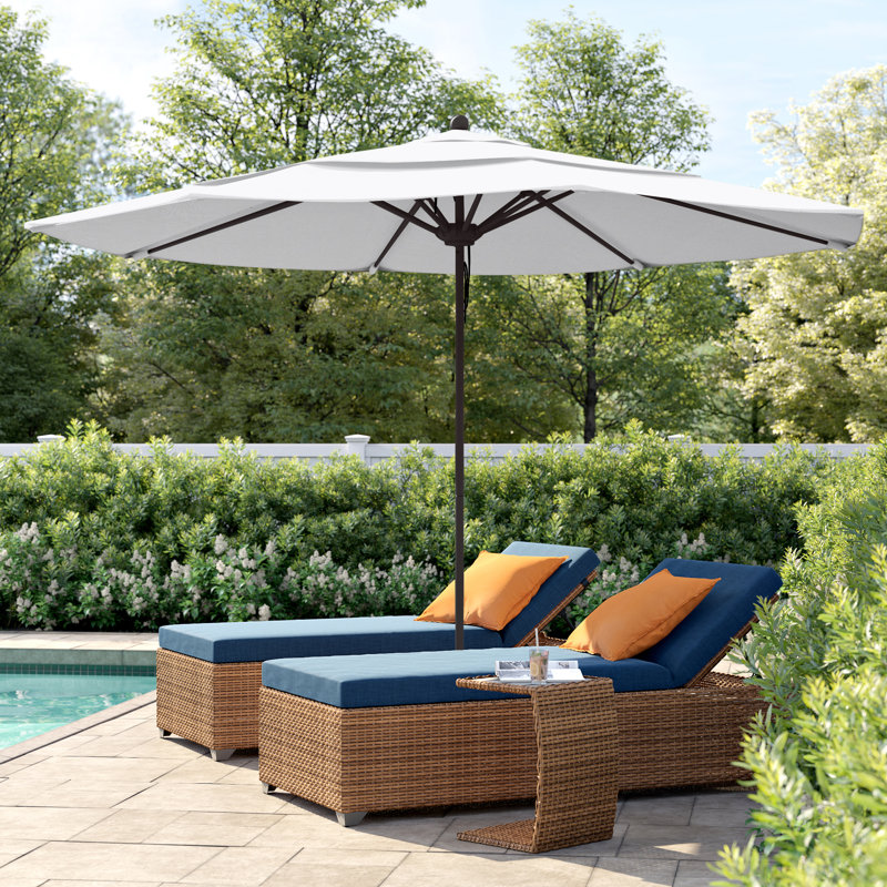 Parasol de marché 11 pi Silva, Toile Sunbrella® naturel, Bronze