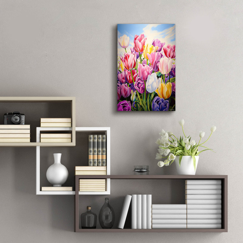 «Tulips In Spring» par Momart, art mural en verre acrylique, H 24 po x l 16 po x P 0,2 po