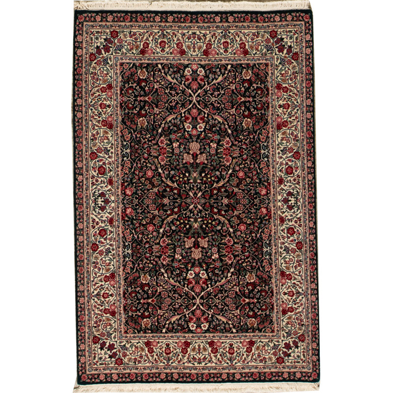 Tapis brun et ivoire noué à la main de haute qualité