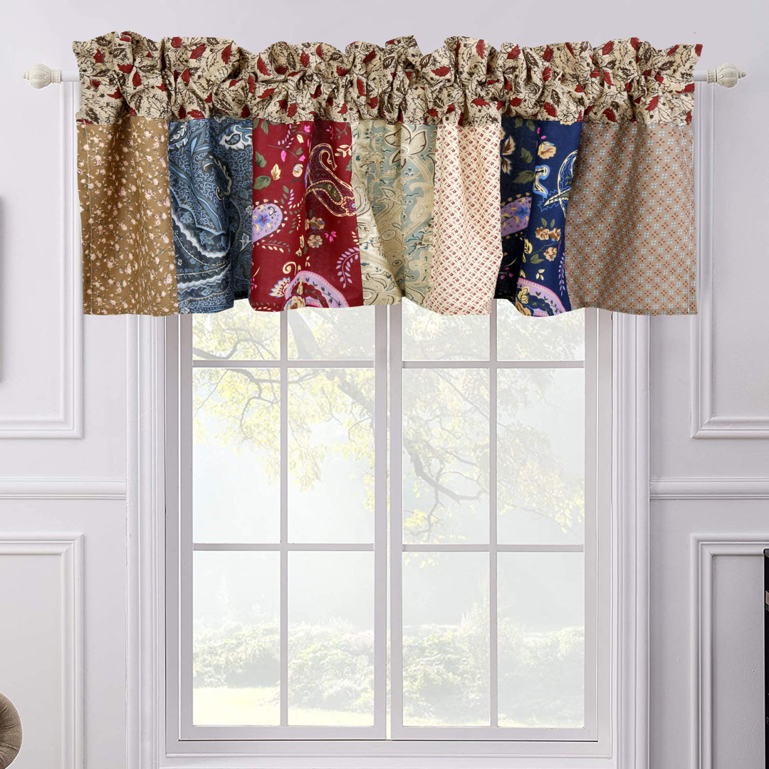 Myakka Cotton Blend Patchwork Tailored Window Valance Canora Grey
