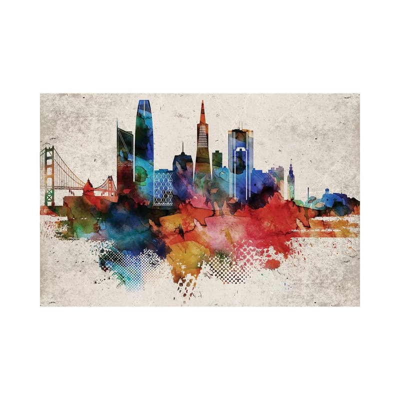 San Francisco Abstract - Print on Canvas, 30.48cm H x 45.72cm W x 1.91cm D, Wrapped Canvas