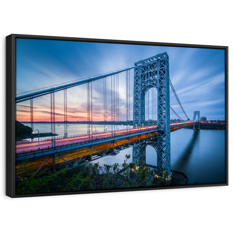 «George Washington Bridge At Dawn», reproduction sur toile, H 9 po x l 13 po