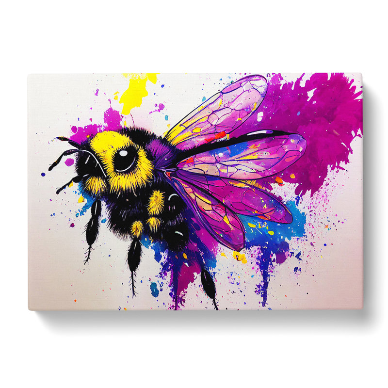 Bumble Bee Splash Abstract - Wrapped Canvas, 50cm H x 76cm W x 3cm D
