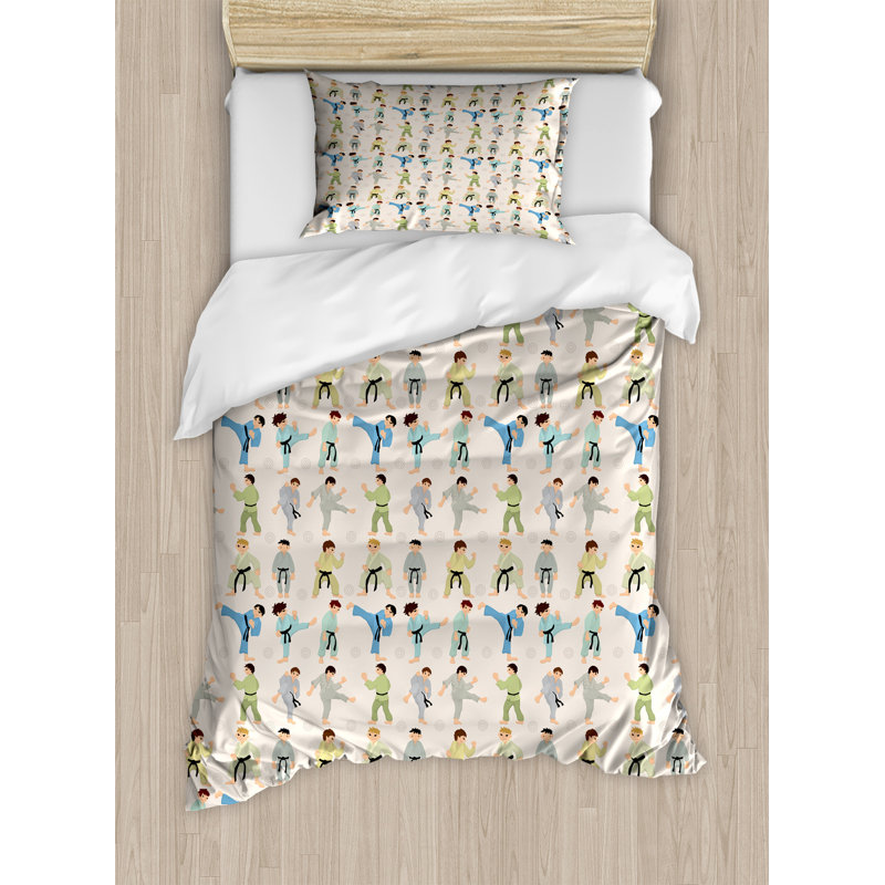 Flower Polyester Duvet Cover, Twin Duvet Cover + 1 Pillow Sham, Retro Arrow Pattern In Horizontal Line