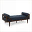 Chaise longue en tissu bleu marine pour le salon | Design incurvé | Profondeur du siège 65