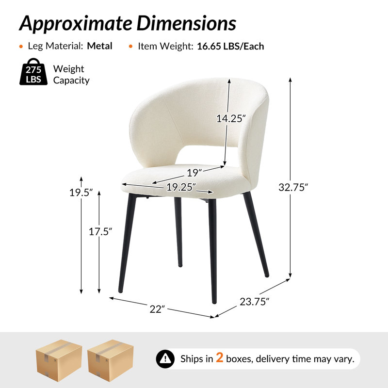 Angel Modern Dinning Chair With Metal Legs, Beige, 4