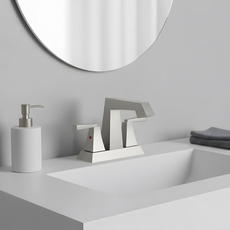 Modern Bathroom Sink Faucet with 2-Handle, Brushed Nickel