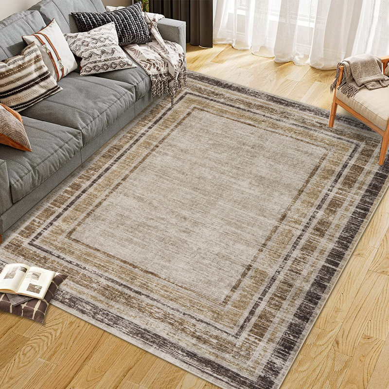 Area Rugs Modern Washable Soft Throw Carpet Non Slip Low Pile Accent Rug for Living Room Bedroom, Rectangle 10' x 13'