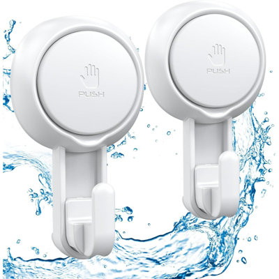 Powerful Vacuum Suction Cup Hooks Heavy Duty For Shower Waterproof Suction Hanger For Bathroom Kitchen Towel Robe Loofah Removable And Reusable For Bags Coat 2 Pack