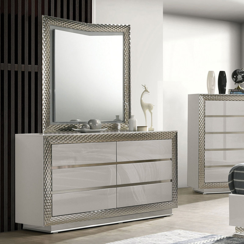 Commode 6 tiroirs avec miroir Pasha