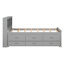 Lit plateforme simple avec tête de lit à rangement, USB, lit gigogne simple et 3 tiroirs, gris