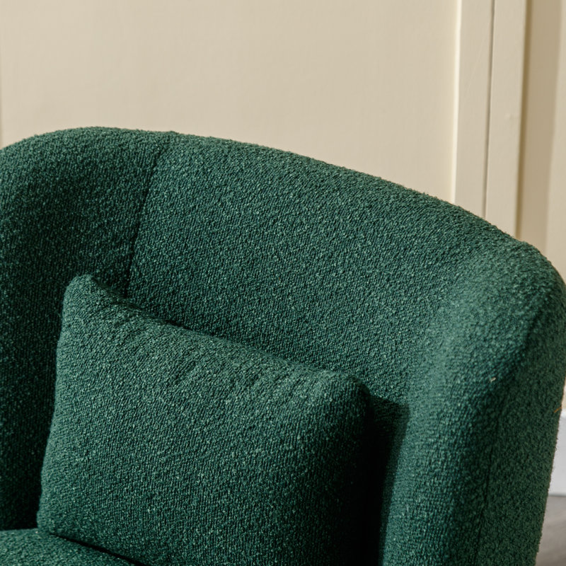 Daresha Upholstered Swivel Barrel Chair, Green Polyester