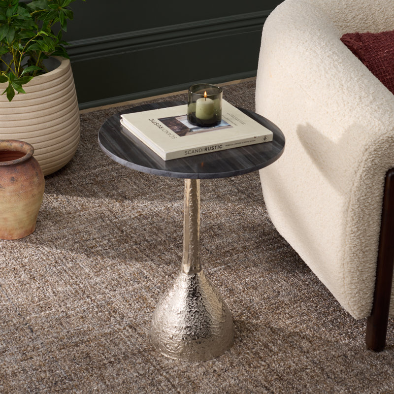 Table d'appoint Avanni, Gris foncé, Argent