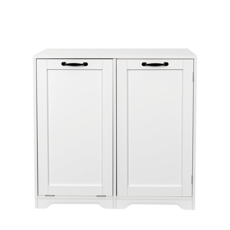 Armoire de buanderie avec portes et tablette, panier à linge inclinable, style autoportant, tablette réglable, rangement pour salle de bain