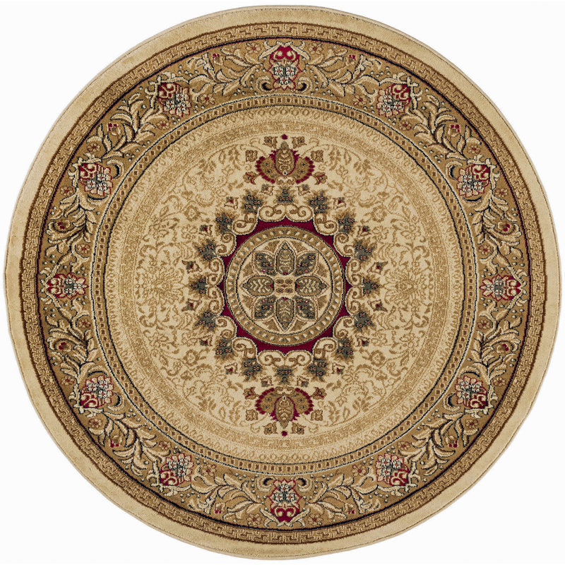 Tapis oriental ivoire / beige Clarence, Rond 7 pi 11 po
