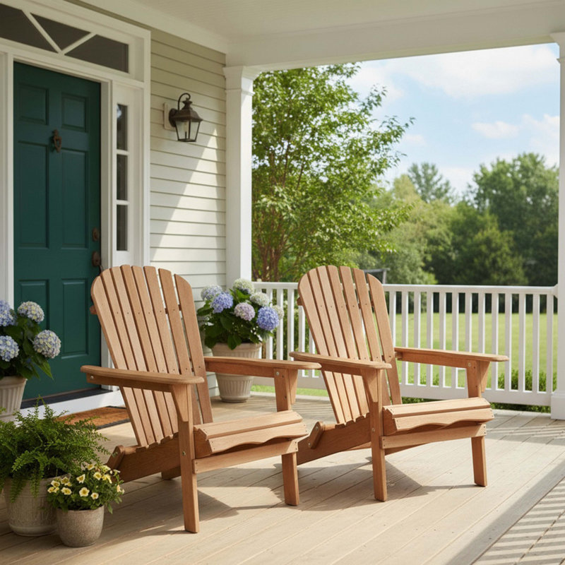 Ensemble de 2 chaises pliantes en bois pour l'extérieur Adirondack avec dossier pré-assemblé