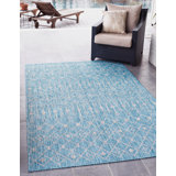 Kimber Southwestern Blue/Beige Indoor/Outdoor Area Rug