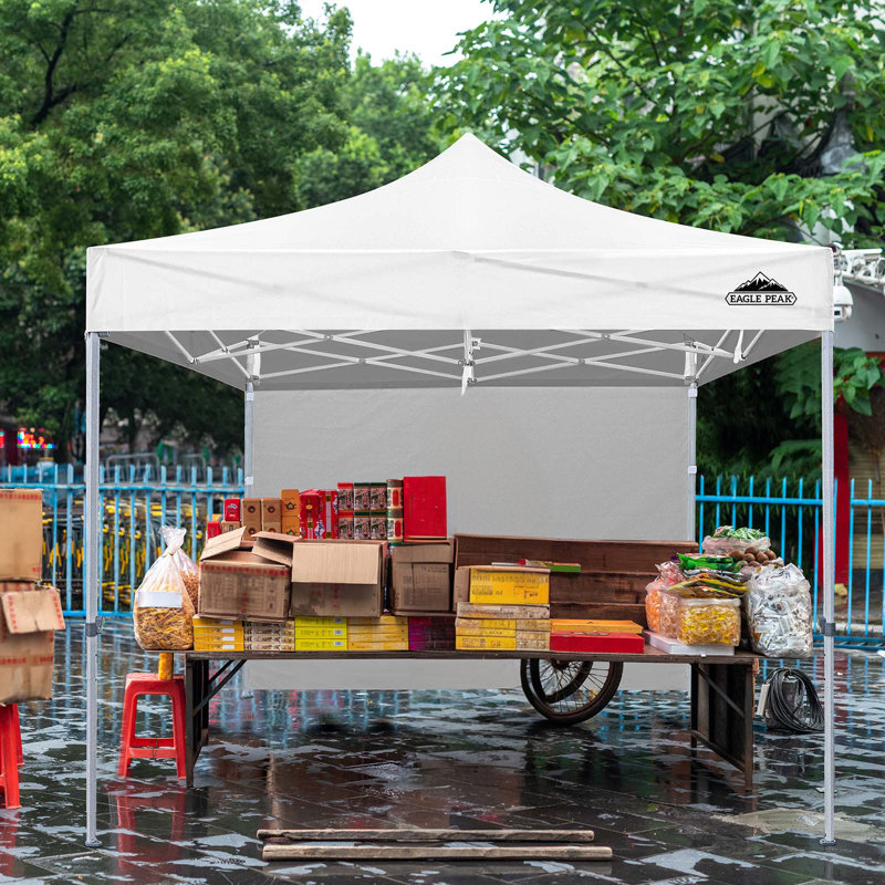 White Powder Coated Steel 10' x 10' Pop-Up Canopy Tent