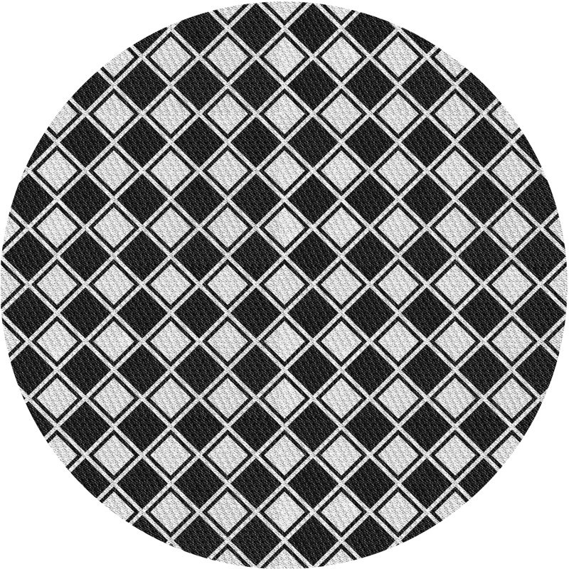 Tapis noir/gris à motifs, Rond 5 pi
