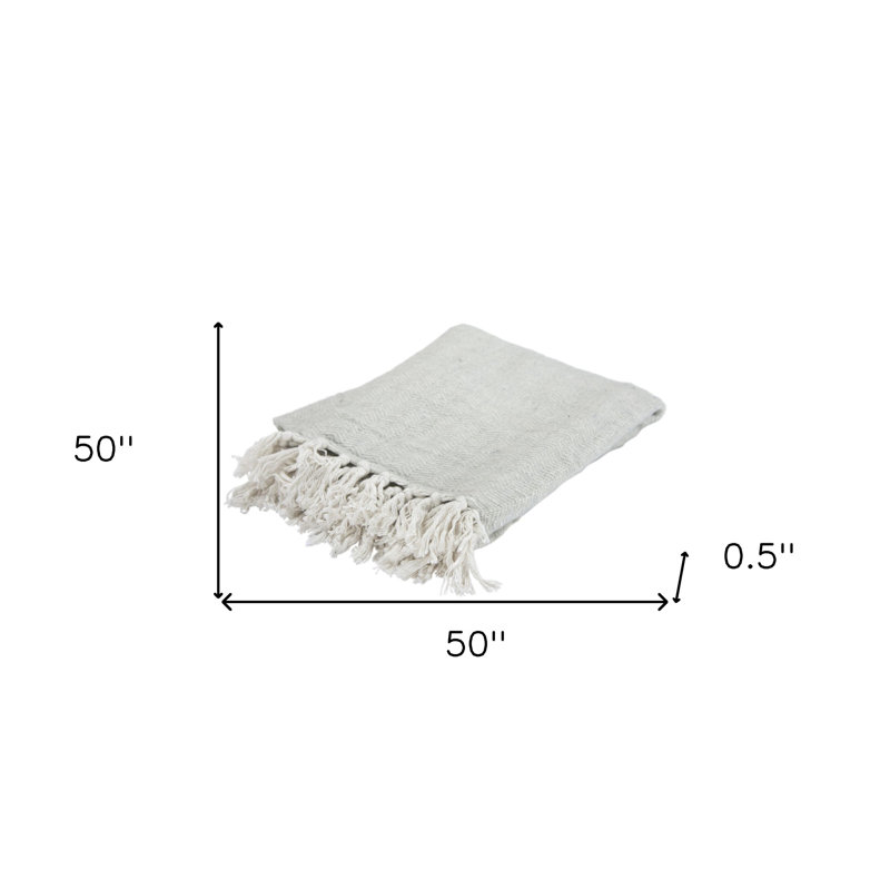 Jeté 100% coton tissé gris clair