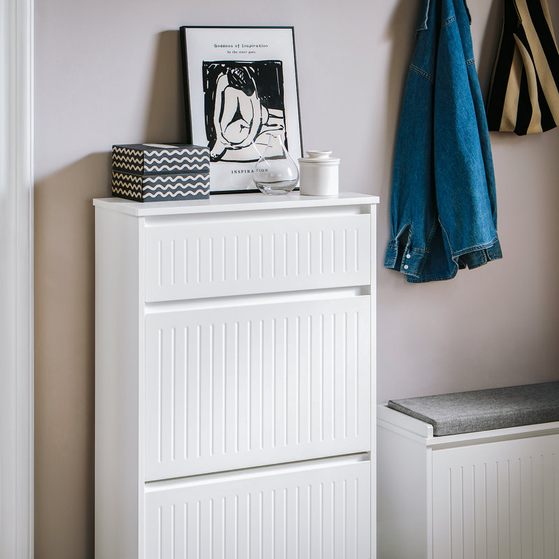 6 Pair Shoe Cabinet, White